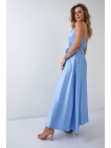 Maxi wrap dress with a belt, blue 53535 - Online store - Boutique